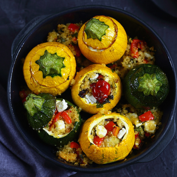 Courgettes rondes jaunes farcies